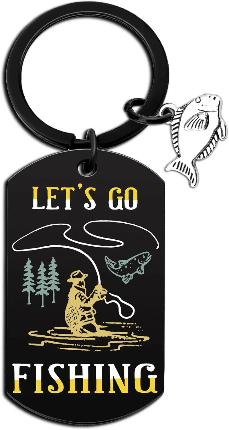 Fishing Gifts For Men Fish Keychain Fathers Day Keychain for Dad Fishing Accessories for Men Fishing Stuff Gifts for Fisherman