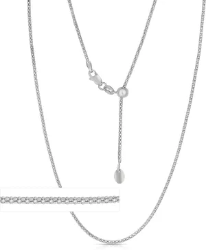 Floreo 14k Yellow Gold or White Gold or Rose Gold 1.5mm Adjustable Round Popcorn Chain with Heart Charm Necklace, 22 Inch
