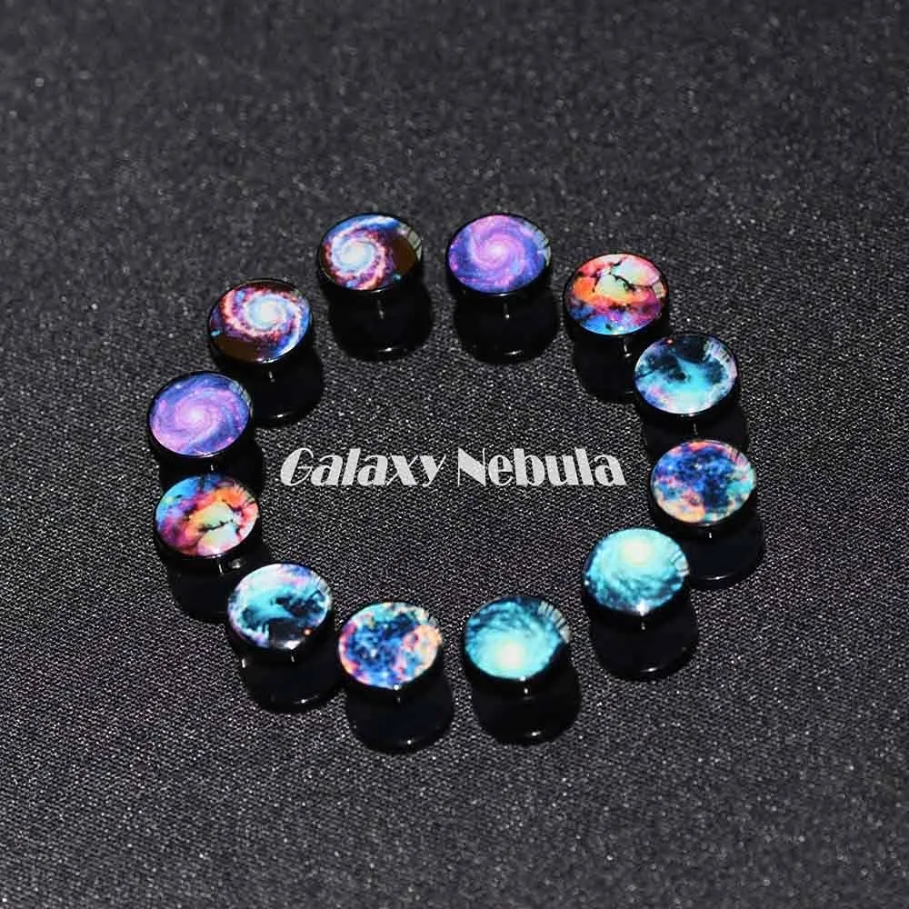 FLYUN Fake Gauges, 6 Pairs Men's Earrings, Faux Plugs Black Stud Surgical Steel Screw Flat Back Punk Earrings Hypoallergenic 18G/1MM