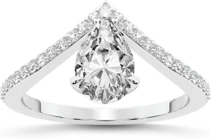 FRIENDLY DIAMONDS Lab Grown Diamond Ring For Women IGI Certified | 1-5 Carat Zelda Classic Chevron Diamond Ring | 14K Or 18K White, Yellow Or Rose Gold | FG-VS Quality