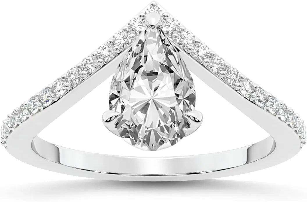 FRIENDLY DIAMONDS Lab Grown Diamond Ring For Women IGI Certified | 1-5 Carat Zelda Classic Chevron Diamond Ring | 14K Or 18K White, Yellow Or Rose Gold | FG-VS Quality