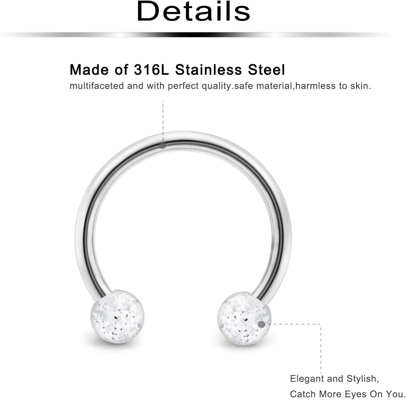 Ftovosyo 18PCS 20G Surgical Steel CBR Horseshoe Circular Rings Nose Tragus Lip Ear Hoop Ring Piercing Jewelry for Women Men