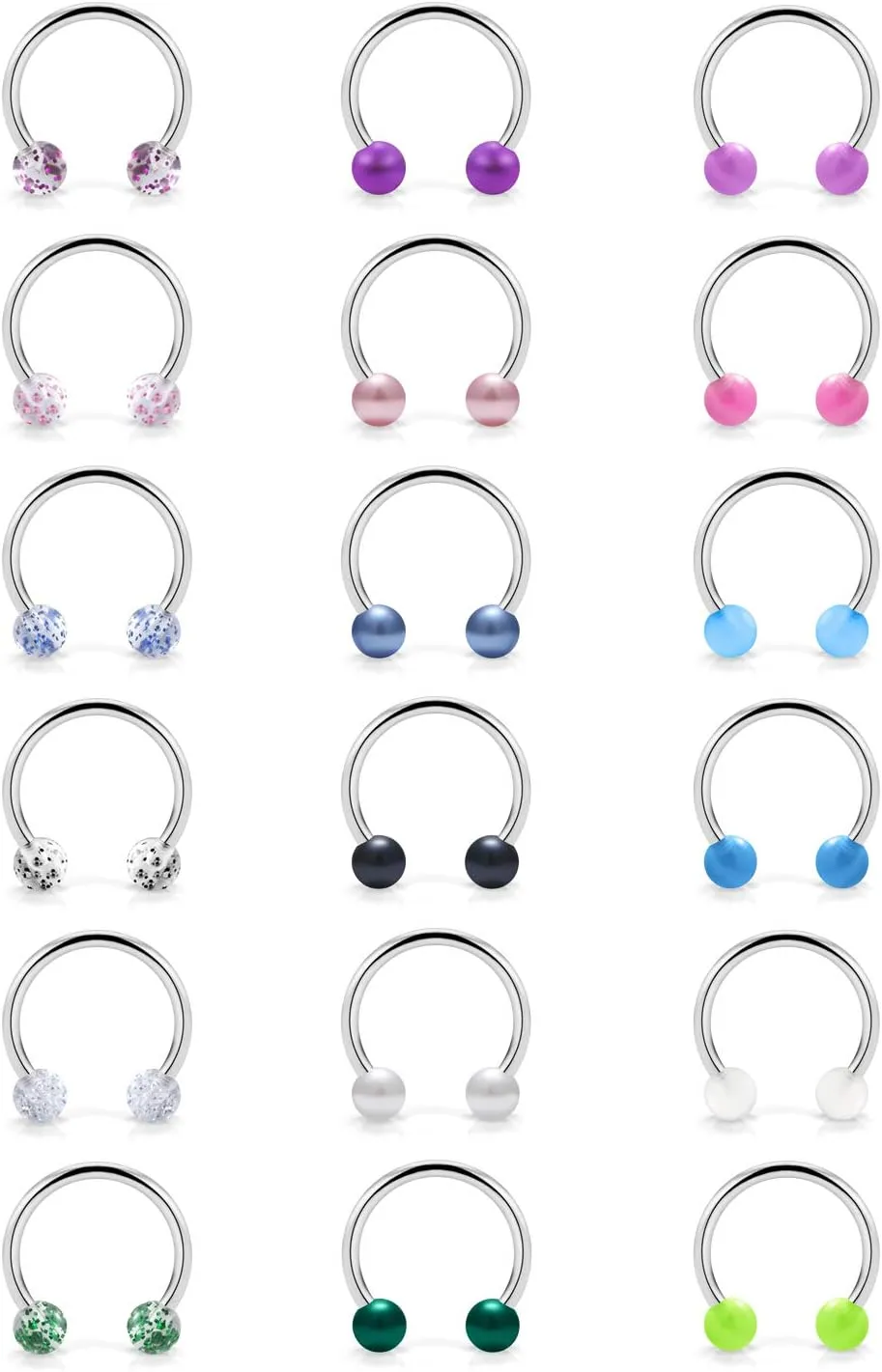 Ftovosyo 18PCS 20G Surgical Steel CBR Horseshoe Circular Rings Nose Tragus Lip Ear Hoop Ring Piercing Jewelry for Women Men