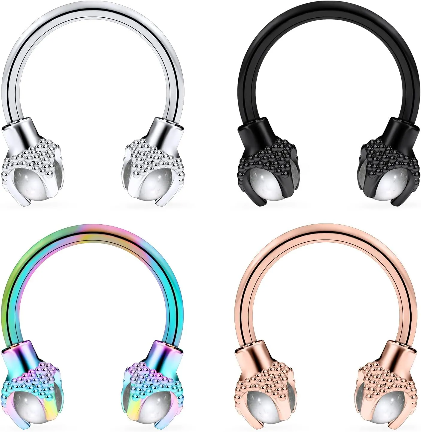 Ftovosyo 4Pcs Dragon Claws Circular Horseshoe Barbell Surgical Steel Nose Septum Rings Hoop Daith Earring Helix Vertical Lip Piercing Jewelry for Women Men