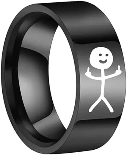 Funny Doodle Matching Rings for Best Friends,Couples Promise Rings for Him and Her Stainless Steel Funny Finger Ring Jewelry Gift