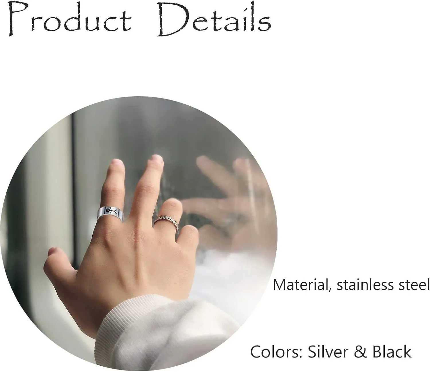 Funny Doodle Matching Rings for Best Friends,Couples Promise Rings for Him and Her Stainless Steel Funny Finger Ring Jewelry Gift