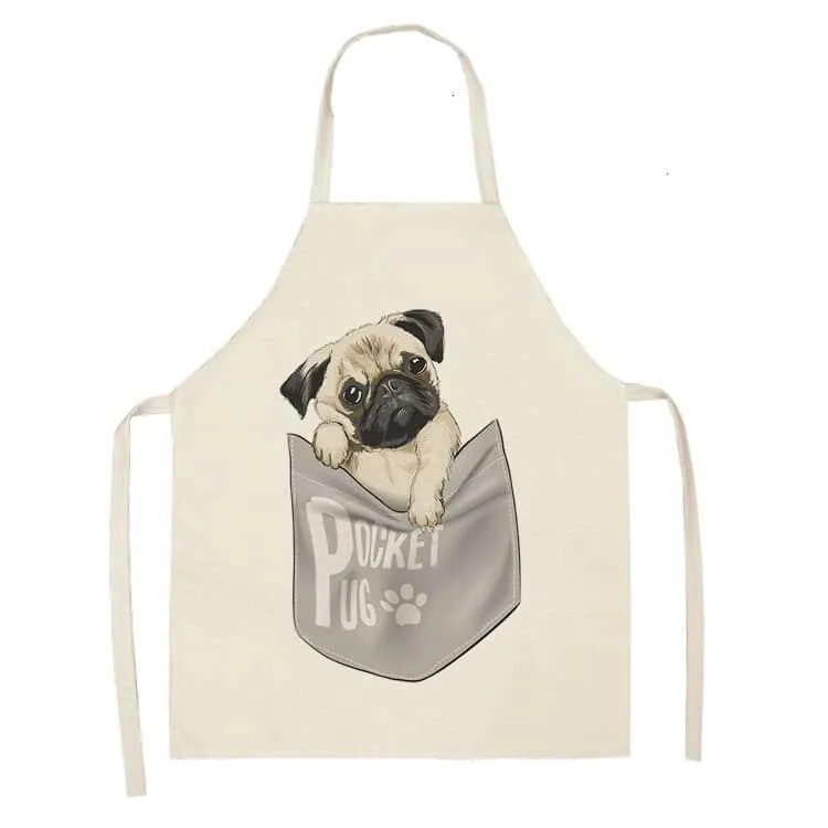 Funny Pug Print Apron