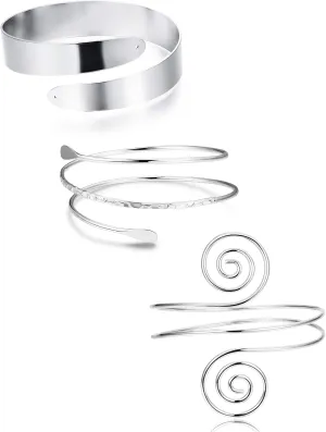 FUNRUN JEWELRY Arm Cuff Upper Arm Band for Women Gold Arm Cuff Bangle Bracelets Adjustable Coil Swirl Armlet ArmBand Jewelry,3-4Pcs