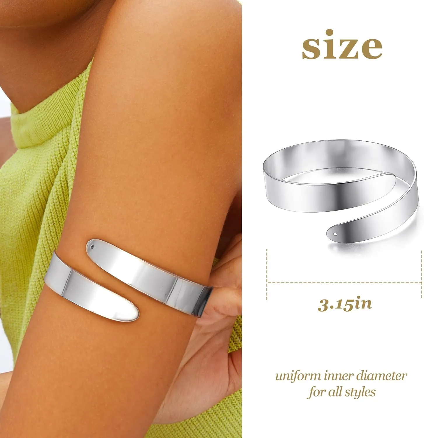 FUNRUN JEWELRY Arm Cuff Upper Arm Band for Women Gold Arm Cuff Bangle Bracelets Adjustable Coil Swirl Armlet ArmBand Jewelry,3-4Pcs