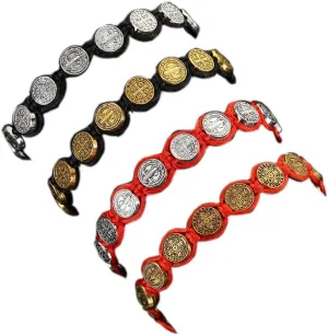 Fuqimanman2020 6pcs Saint Benedict Medal on Adjustable Cord Wrist Bracelet Set Cross Mary Virgin Saint Jude for Women Men Evil Protection Prayer Rosary Catholic Religious Jewelry
