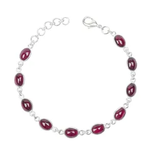 Garnet Stone Bracelet, Link Adjustable Bracelet, Silver Overlay Bracelet, Gemstone Bracelet, Handmade Jewelry, bezel Bracelets, Gift For her, Christmas Gift