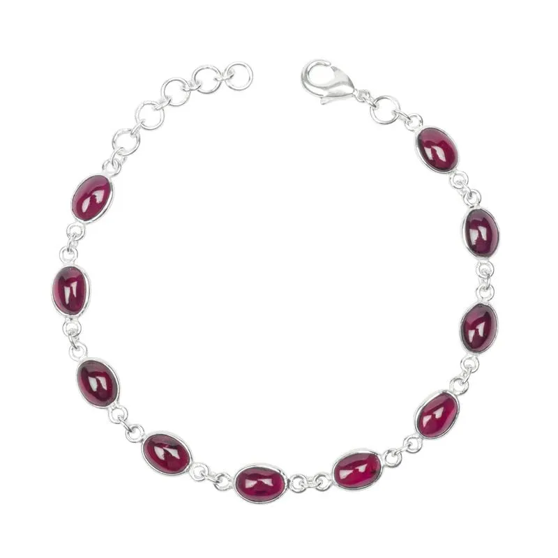 Garnet Stone Bracelet, Link Adjustable Bracelet, Silver Overlay Bracelet, Gemstone Bracelet, Handmade Jewelry, bezel Bracelets, Gift For her, Christmas Gift