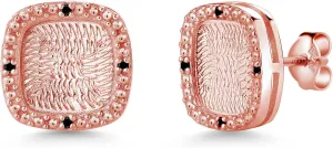 Gem Stone King 0.06 Ct Round Black AAA Diamond 18K Rose Gold Plated Silver Stud Earrings