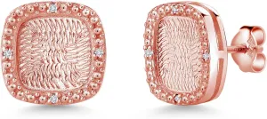 Gem Stone King 0.06 Ct Round White I1-I2 Diamond 18K Rose Gold Plated Silver Stud Earrings