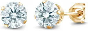 Gem Stone King 1.68Ct White 18K Yellow Gold Plated Silver Stud Earrings For Women Men Set with Zirconia