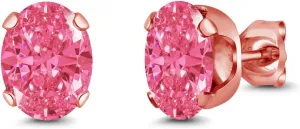 Gem Stone King 18K Rose Gold Plated Silver Stud Earrings For Women Men Set with Fancy Pink Zirconia