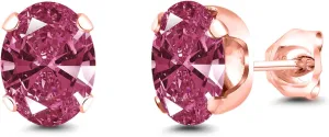 Gem Stone King 18K Rose Gold Plated Silver Stud Earrings For Women Men Set with Red Zirconia