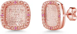 Gem Stone King 18K Rose Gold Plated Silver Stud Earrings Set with Round Pink Zirconia