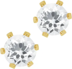 Gem Stone King 3.00 Ct Round White Cubic Zirconia Gold Plated 6-prong Stud Earrings For Women Men 6mm