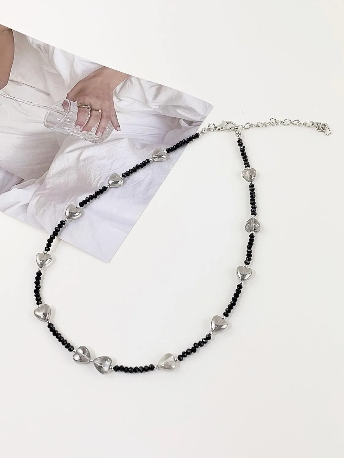 Girl Black Choker Heart Pendant Necklace Love Handmade Chain Jewelry Birthday Gift Valentine Gift for Her18inch