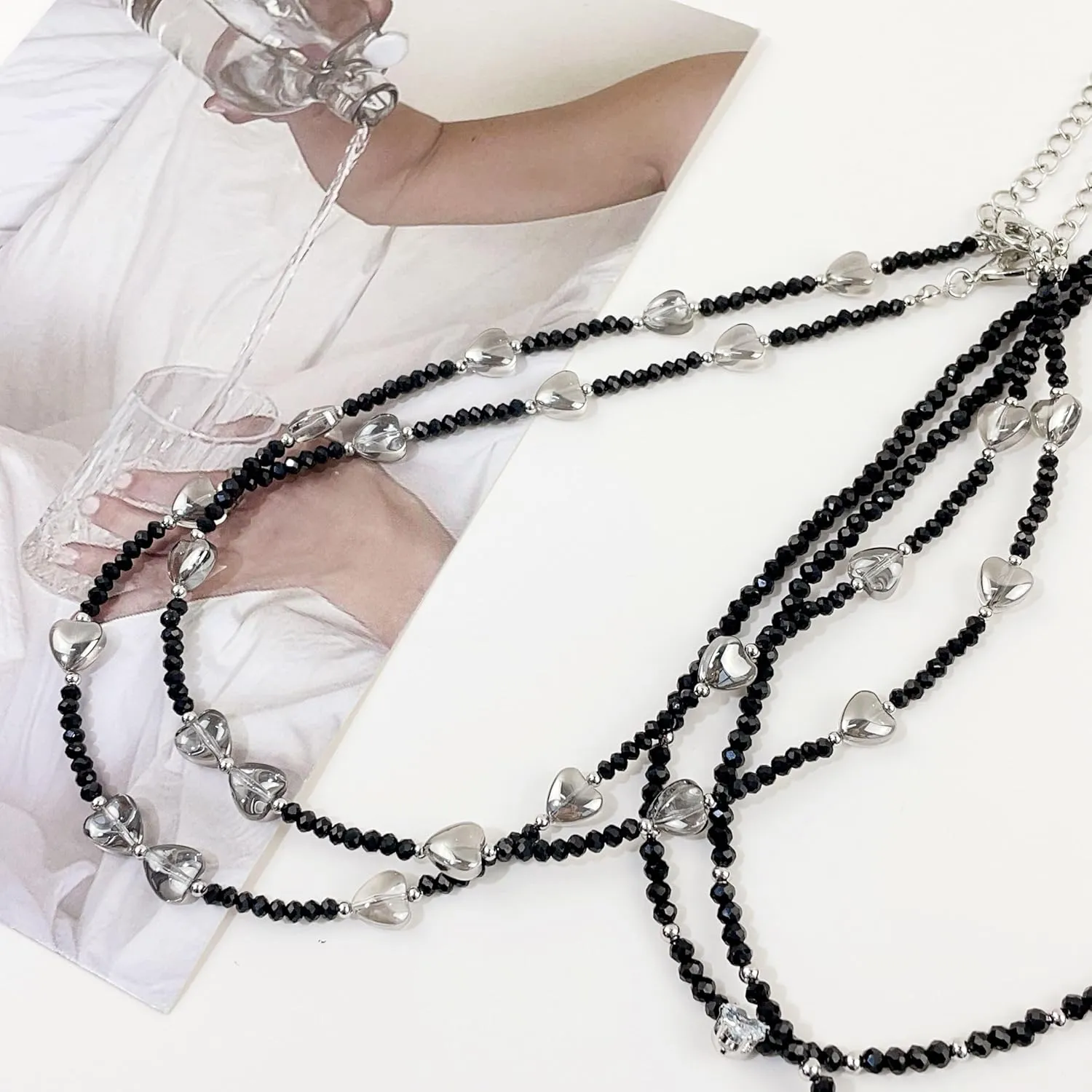 Girl Black Choker Heart Pendant Necklace Love Handmade Chain Jewelry Birthday Gift Valentine Gift for Her18inch