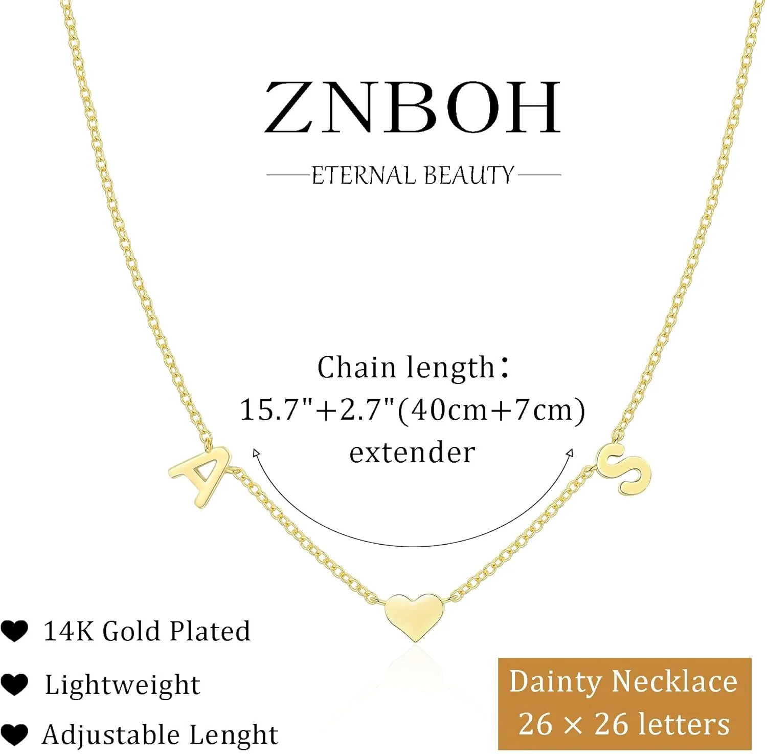 Gold Heart Initial Necklaces for Women 14K Gold Plated Dainty Heart A-Z Letter Pendant Necklace Cute Personalized Initial Letter Name Necklace Gold Jewelry Birthday Gifts for Women