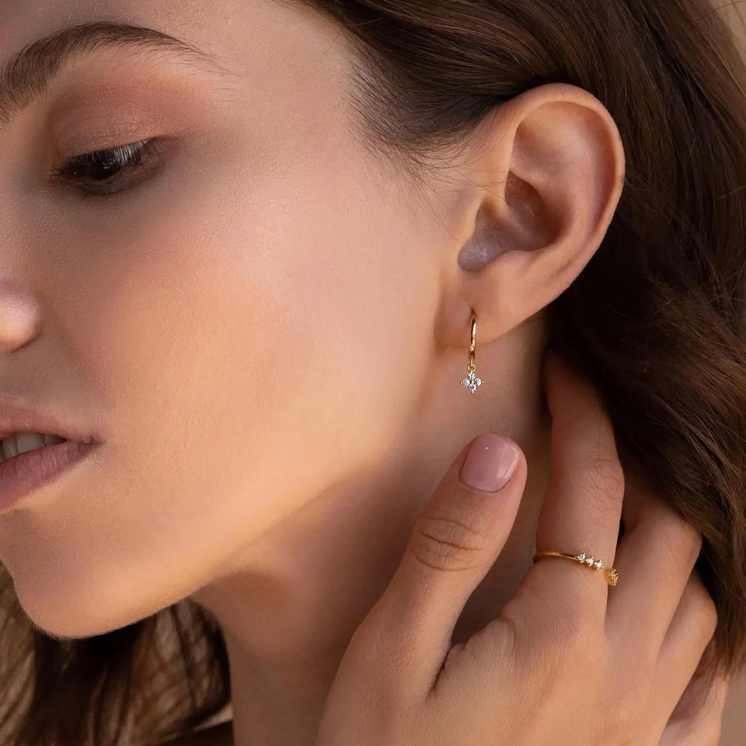 Gold Hoop Earrings Set for Women, Small 14K Gold Plated Huggie Earrings for Multiple Piercing, Dainty Earrings Set