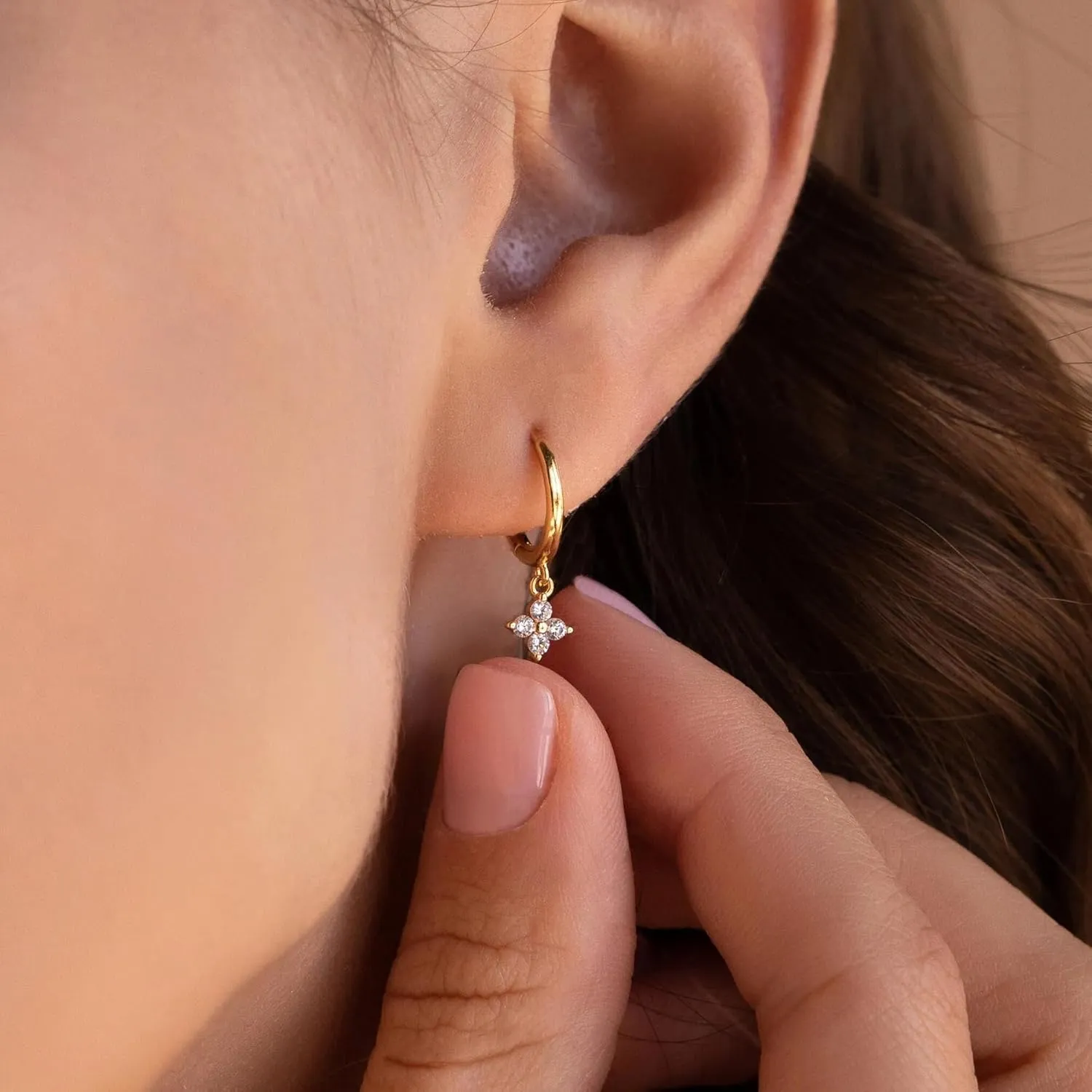 Gold Hoop Earrings Set for Women, Small 14K Gold Plated Huggie Earrings for Multiple Piercing, Dainty Earrings Set
