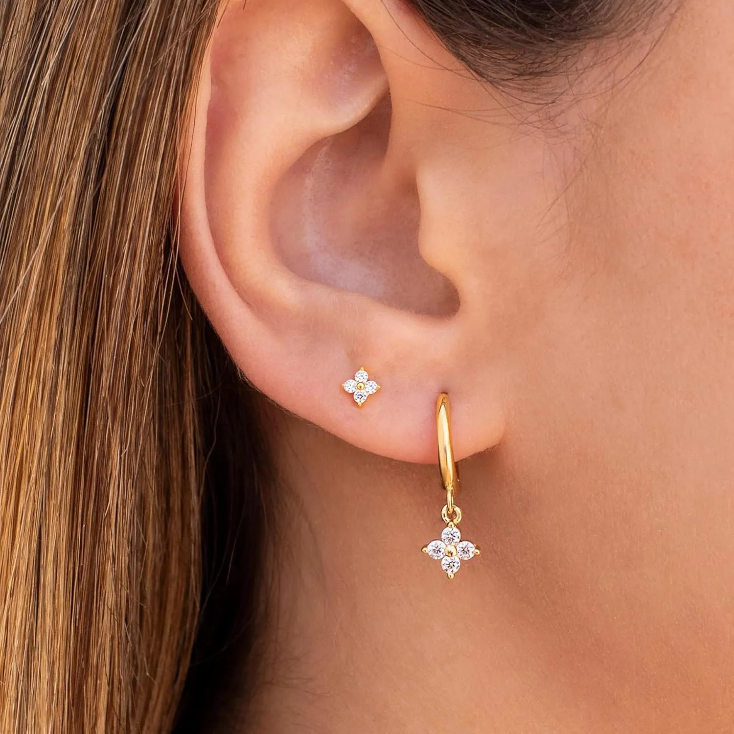 Gold Hoop Earrings Set for Women, Small 14K Gold Plated Huggie Earrings for Multiple Piercing, Dainty Earrings Set