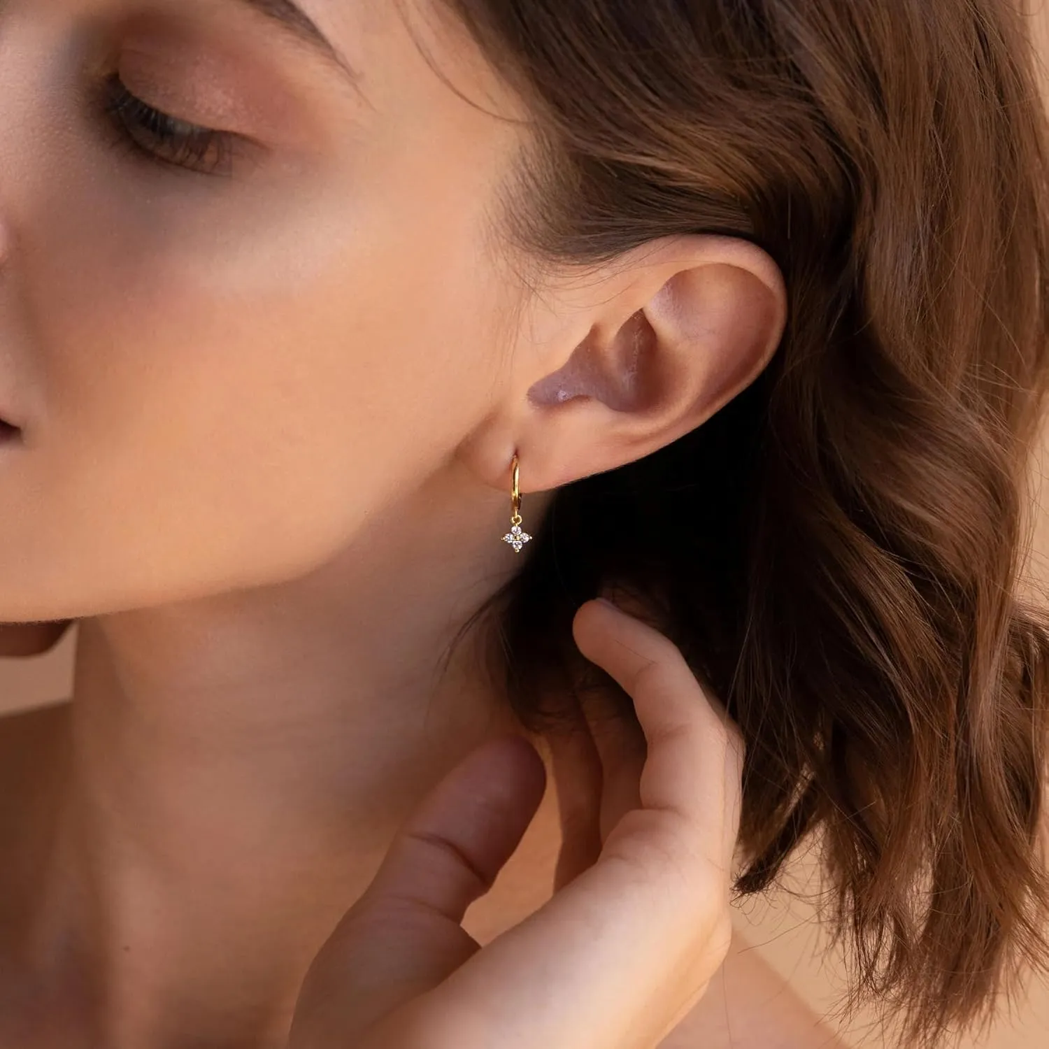 Gold Hoop Earrings Set for Women, Small 14K Gold Plated Huggie Earrings for Multiple Piercing, Dainty Earrings Set