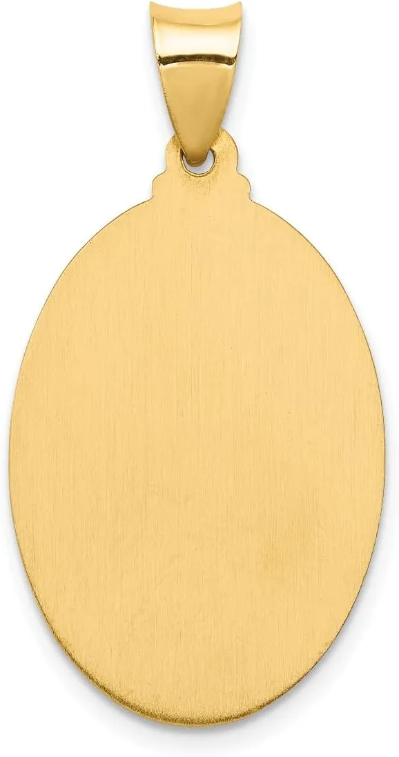 Gold Religious Medals 14K Yellow Gold Polished and Satin Sacred Heart of Jesus Medal Hollow Pendant