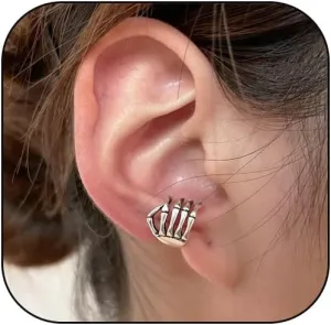 Gothic Skeleton Hand Ear Cuffs Earring Punk Skull Skeleton Hand Earrings Non Piercing Halloween Jewelry for Women