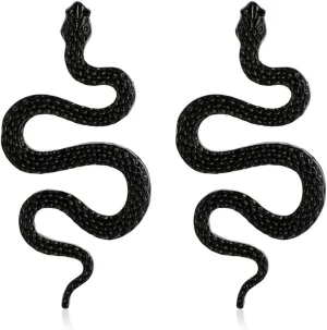 Gothic Snake Dangle Drop Earrings for Women,Vintage Punk Black Snake Stud Earrings Handmade Personality Animal Serpent Hypoallergenic Minimalist Jewelry