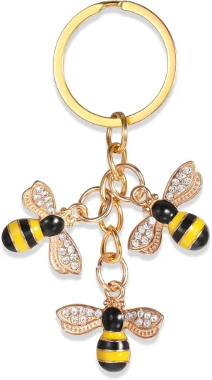 Grevosea Bee Keychain, Cute Bee Charms Enameled Keychain Bag Charms for Handbags Wallet Backpack Purse Accessories Women Keyring Teacher Gifts