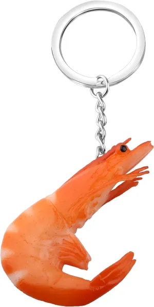 Gzrlyf Shrimp Keychain - Seafood Lover Jewelry, Crawfish Lobster Themed Keychain