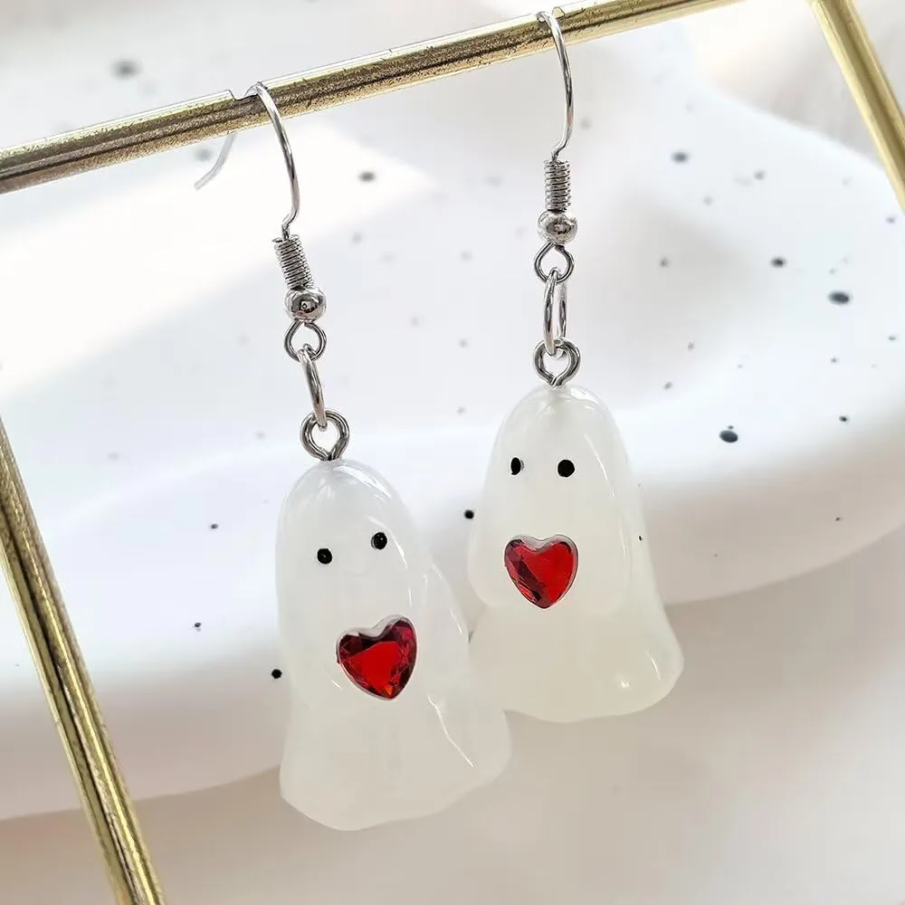 Halloween 3D Ghost Earrings Corn Earrings That Glows In The Night Spooky Charm for Women Gothic Halloween Party Holiday Accessories Costume Jewelry Gift