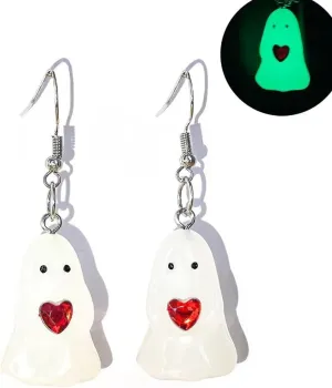 Halloween 3D Ghost Earrings Corn Earrings That Glows In The Night Spooky Charm for Women Gothic Halloween Party Holiday Accessories Costume Jewelry Gift
