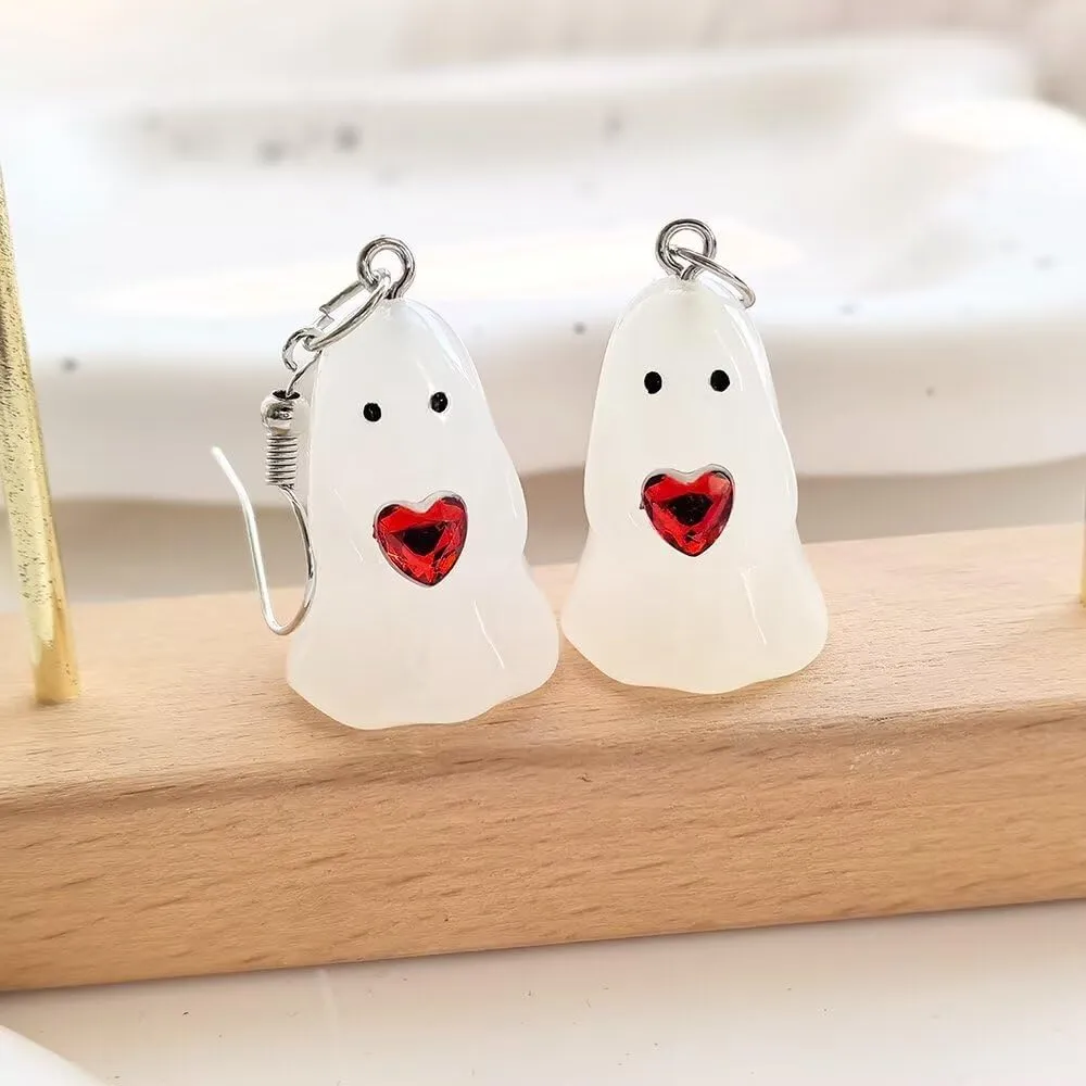 Halloween 3D Ghost Earrings Corn Earrings That Glows In The Night Spooky Charm for Women Gothic Halloween Party Holiday Accessories Costume Jewelry Gift