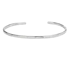Hammered Signature Cuff in Solid Sterling Silver; Handmade and Hand Textured Bracelet for Women by Lotus Stone Jewelry (Small, Sterling Silver)