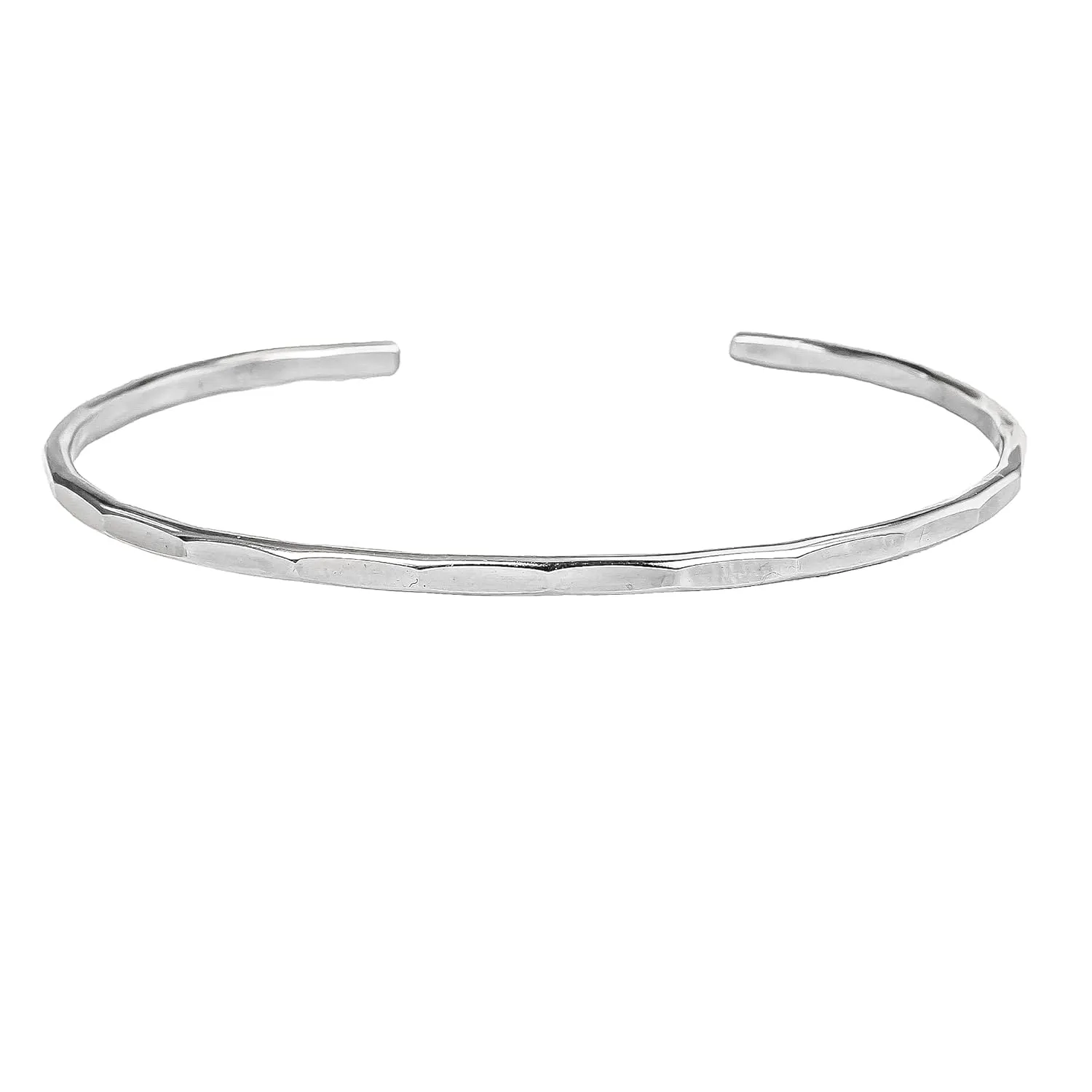Hammered Signature Cuff in Solid Sterling Silver; Handmade and Hand Textured Bracelet for Women by Lotus Stone Jewelry (Small, Sterling Silver)