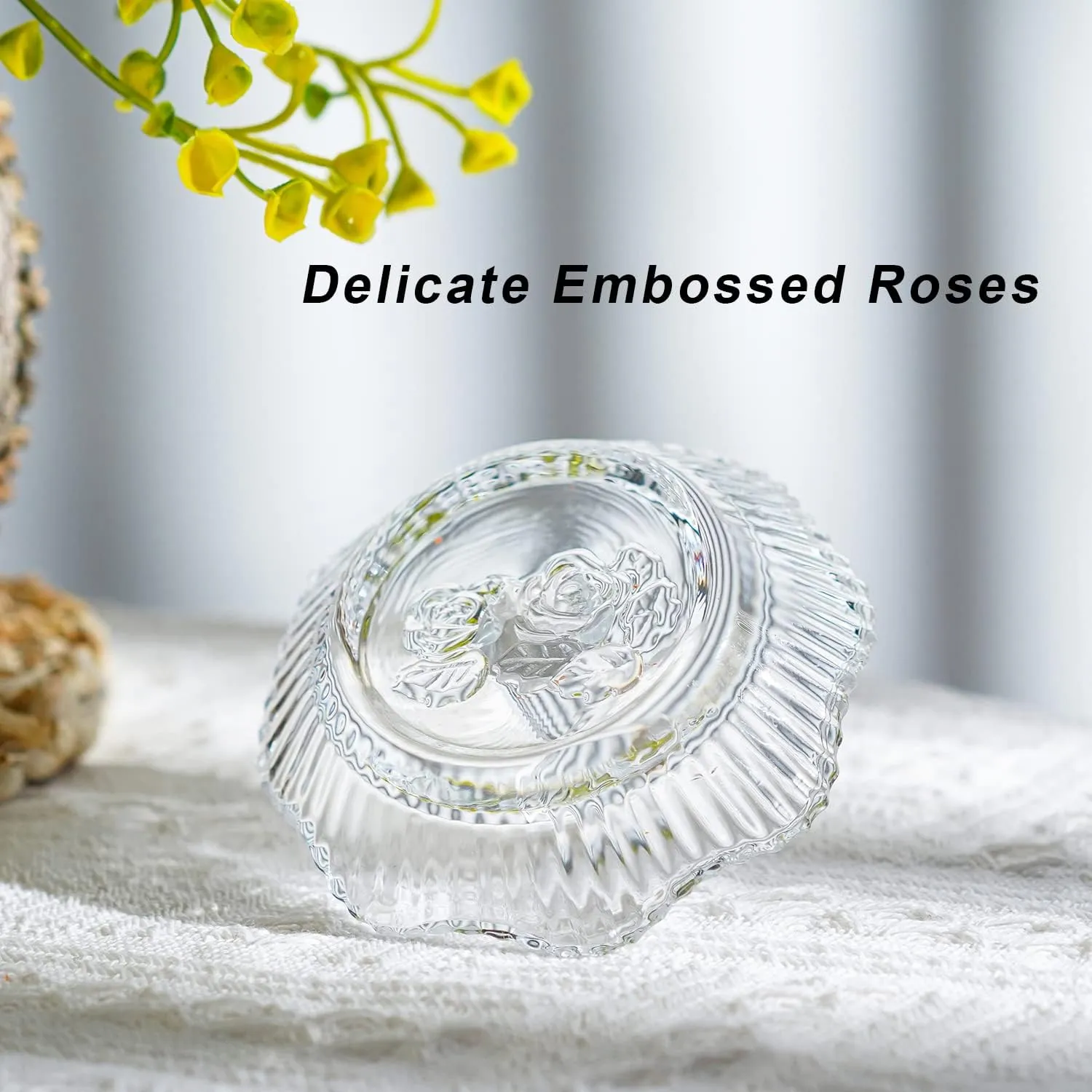 H&D HYALINE & DORA Crystal Scallop Ring Holder for Jewelry,Well-crafted Glass Ring Dish,Jewelry Rack Ring Holder for Wedding,Jewelry Display Decor Gift for Mom Wife Girlfriend(Clear)