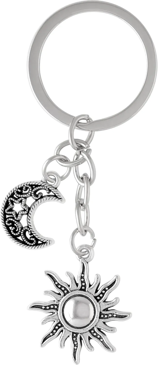 HAQUIL Moon Star Keychain, Key Ring Purse Handbag Backpack Charm, Car Ring Keyring Key Holder Jewelry