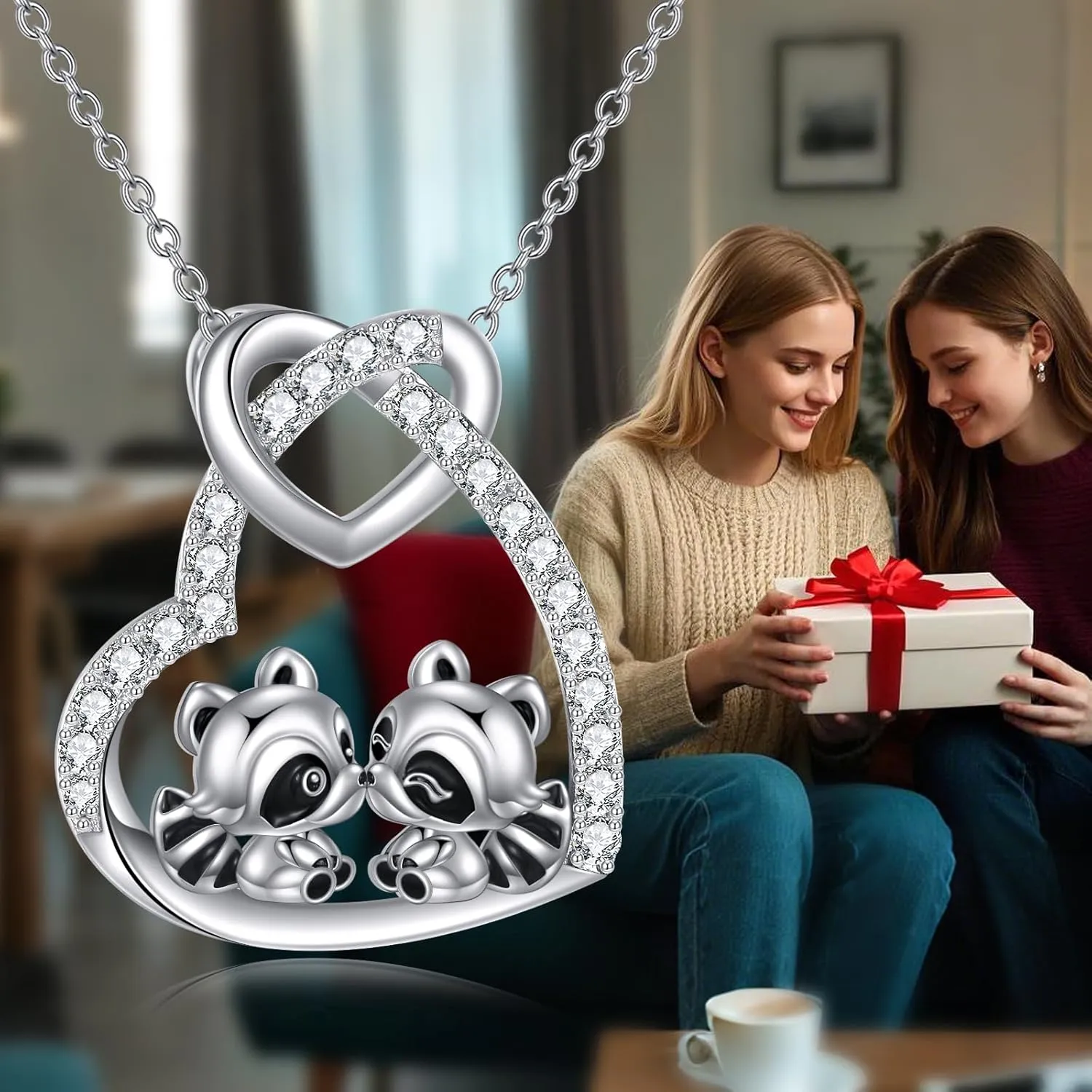 Heart Necklace 925 Sterling Silver Flower And Animal Pendant Jewelry Gifts for Women