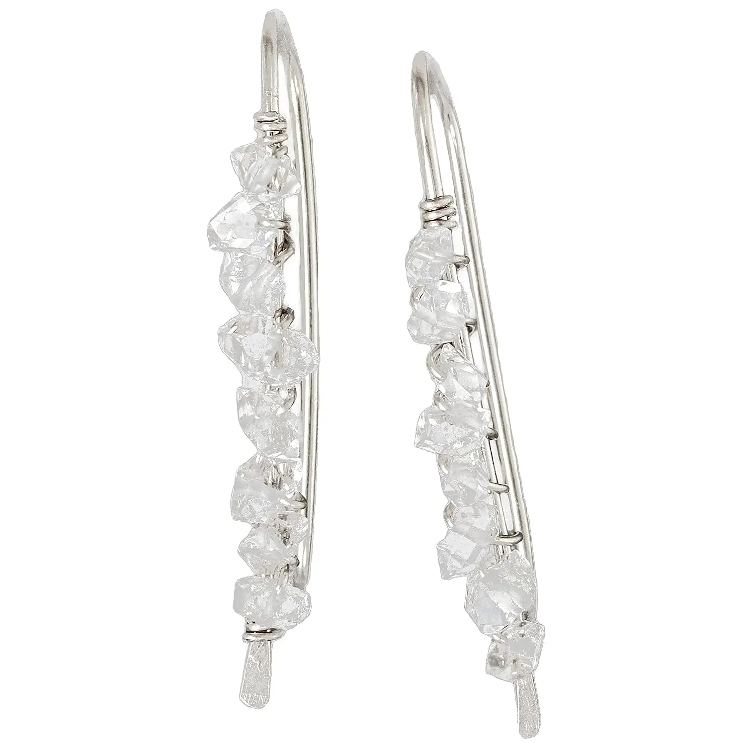 Herkimer Diamond Ear Climbers in Solid Sterling Silver; Handmade by Lotus Stone Jewelry (sterling-silver)