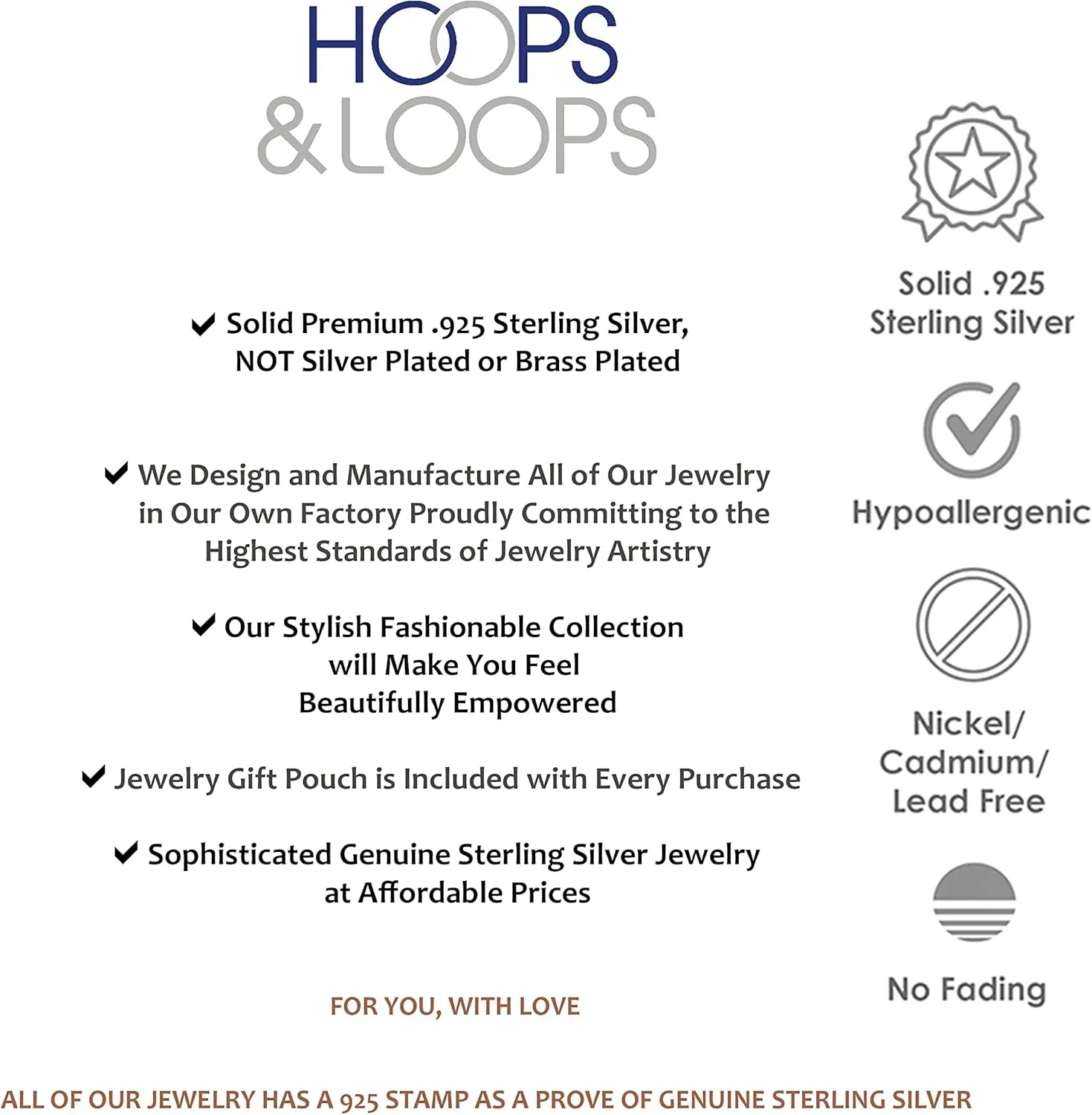 Hoops & Loops 925 Sterling Silver Cubic Zirconia Channel Set Inside-Out Click-Top Hoop Earrings for Women Teen Girls, Silver, Gold, Rose, Black 15mm, 20mm, 25mm
