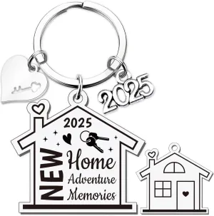 Housewarming Gifts New Home Keychain - 2025 New Adventure Keychains First Home Present for Men Women