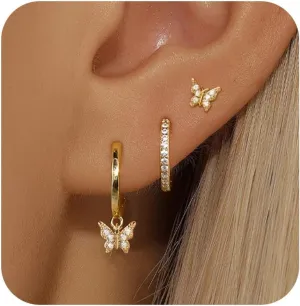 Huggie Earrings Set for Women Plated Earring Sets for Multiple Piercing Rhinestone Hypoallergenic Stackable Small Cartilage Hoop Earrings for Women Jewelry Gifts