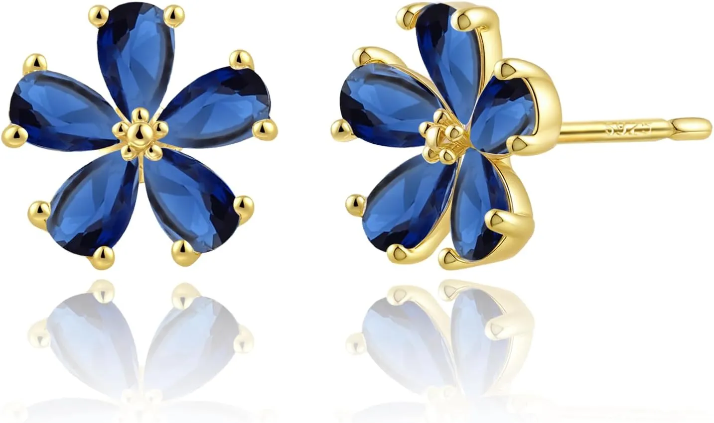 Hypoallergenic Flower Stud Earrings for Women | Dainty 14K Gold Plated Cubic Zirconia Jewelry with 925 Sterling Silver Post | Gift for Sensitive Ears, Daily & Occasions