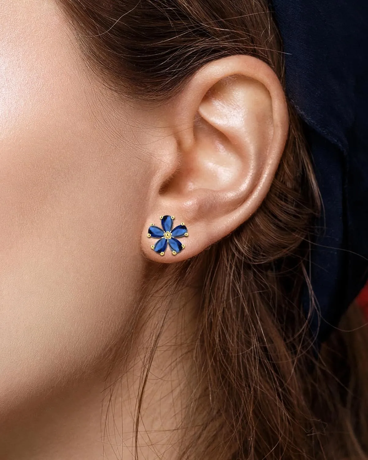 Hypoallergenic Flower Stud Earrings for Women | Dainty 14K Gold Plated Cubic Zirconia Jewelry with 925 Sterling Silver Post | Gift for Sensitive Ears, Daily & Occasions