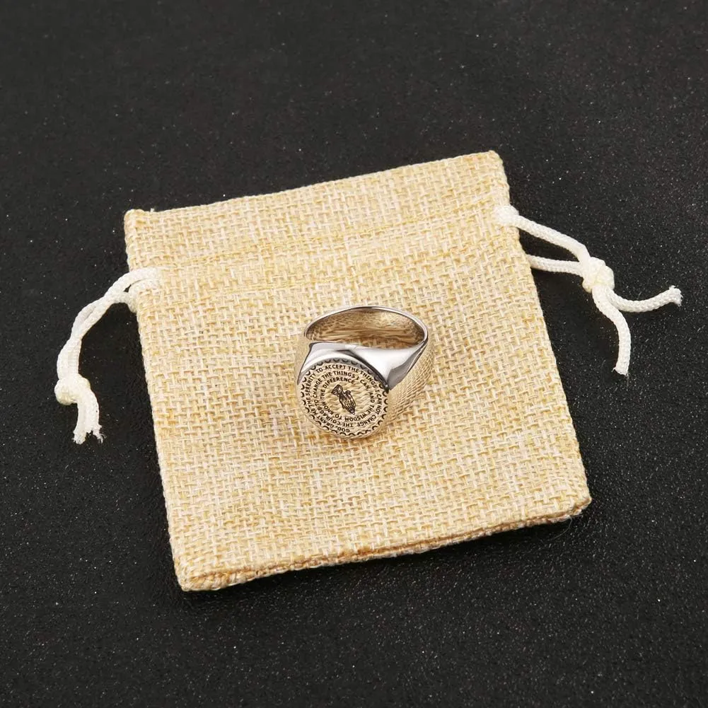 HZMAN Bible Verse Prayer Rings Christian Jewelry Silver/Gold Stainless Steel Praying Hands Bands